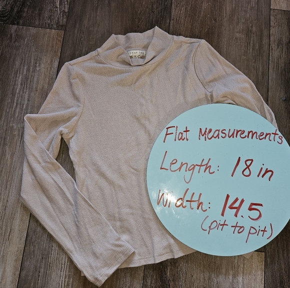 Copper Key》 Mock Neck Ribbed Top Cream/Beige Size M - Picture 3 of 5